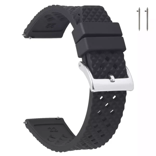 FKM Rubber Textured Band - Black by Watch Straps Canada