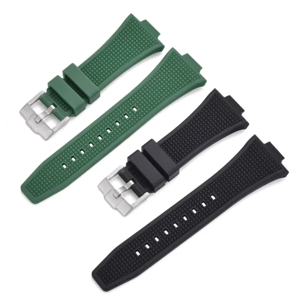 Green & Black FKM Tissot PRX Rubber Watch Bands from Watch Straps Canada
