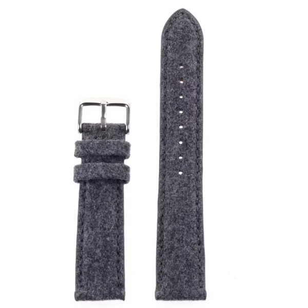 Grey Tweed & Leather Herringbone Watch band by Watch Straps Canada